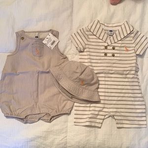 Janie and Jack 3-6 month romper set of two and hat